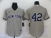 Yankees 42 Mariano Rivera Gray Nike Cool Base Jersey,baseball caps,new era cap wholesale,wholesale hats